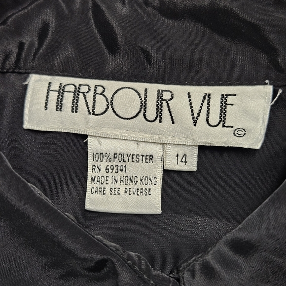 Vintage HARBOUR VUE Black Embellished Button Up Long Shirt 14 Celestial Beaded - Picture 2 of 14